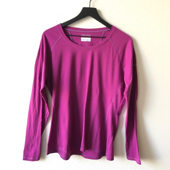 Columbia Omni-Wick Purple Striped Long Sleeve